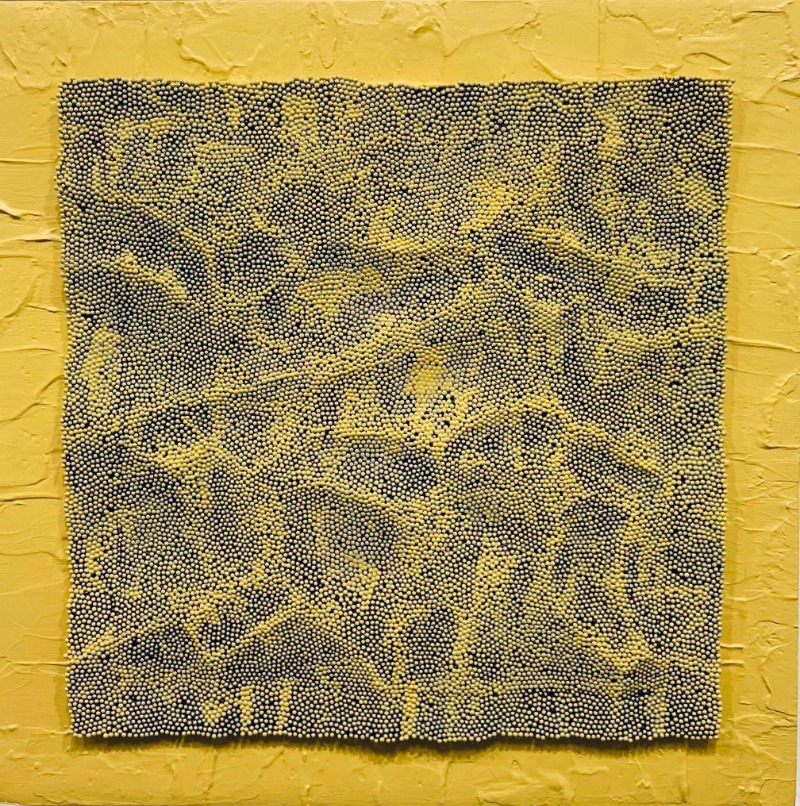 I Want - 9 · pin on mixed media · 300x300x50mm · 2021 (이미지 제공 = 솅겐 갤러리) · I Want - 9 · pin on mixed media