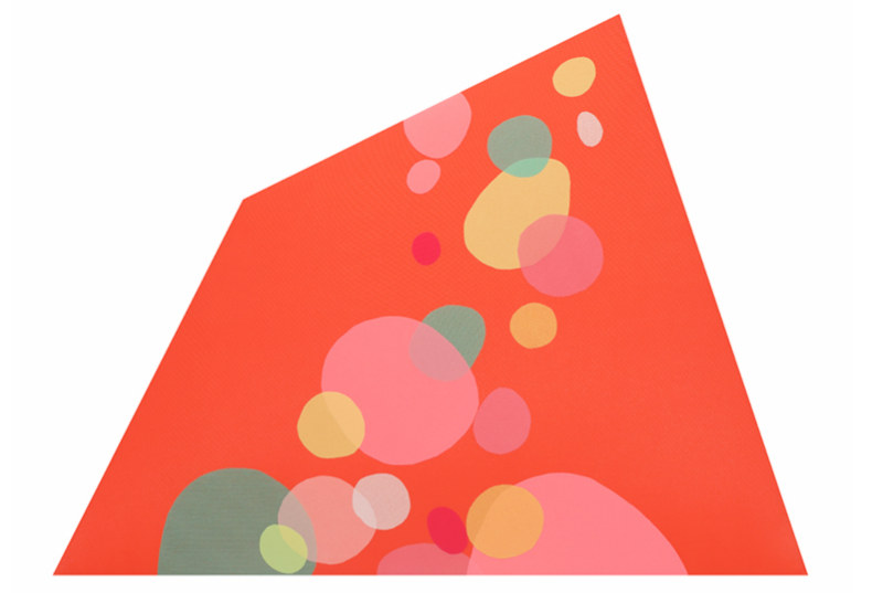 오렌지 과즙 · 패브릭 꼴라주 · 80x60cm · 2021 (이미지 출처 = 플레이스막) · Squeezed Orange · fabric collage