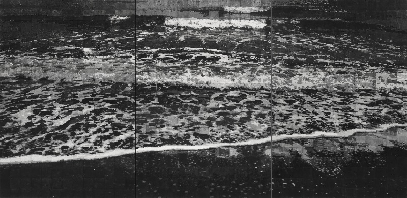 바다를 구성하는 741개의 드로잉 · 종이 위에 잉크 · 190x390cm (each 10x10cm) · 2020 (이미지출처 = 행복북구문화재단) · ink on paper