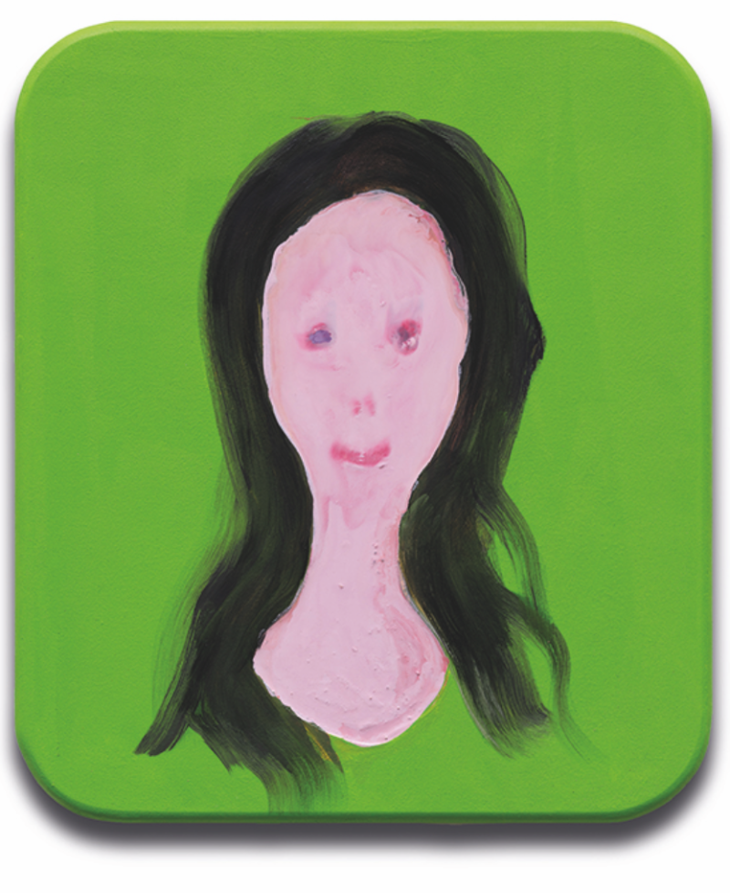 얼굴 10 · 나무 위 오일 및 다마르 수지 · 39 x 45cm · 2021 (이미지출처 = 화이트블럭) · Head 10 · Oil and dammar resin on wood