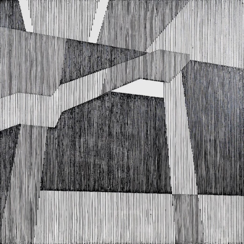 심종희 기억의 밀도 · 캔버스에 에나멜물감 · 80 x 80 cm · 2018 (이미지출처 = 아트스페이스 퀄리아) · enamel paint on canvas