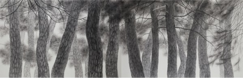차가운 소리2 · 화선지에 수묵 · 135×430cm · 2021 (이미지출처 = 갤러리그림손)