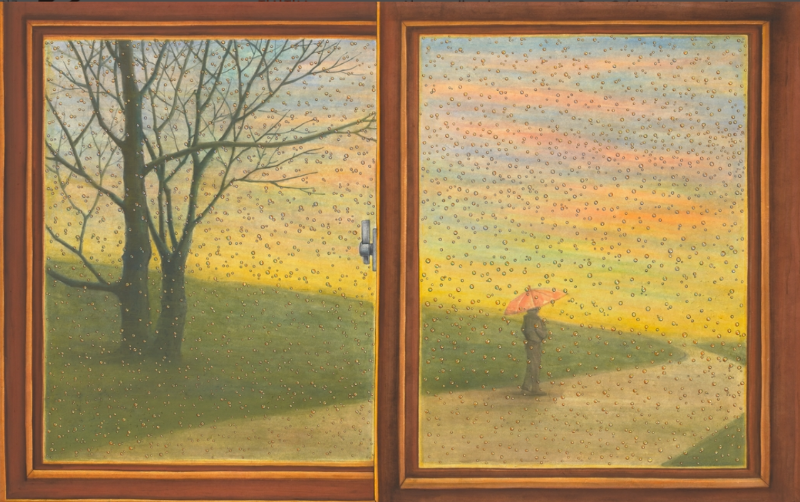 비오는 날의 일기 · 장지에 채색 · 80.3x130.3cm · 2020 (이미지 출처 = 갤러리 이즈)