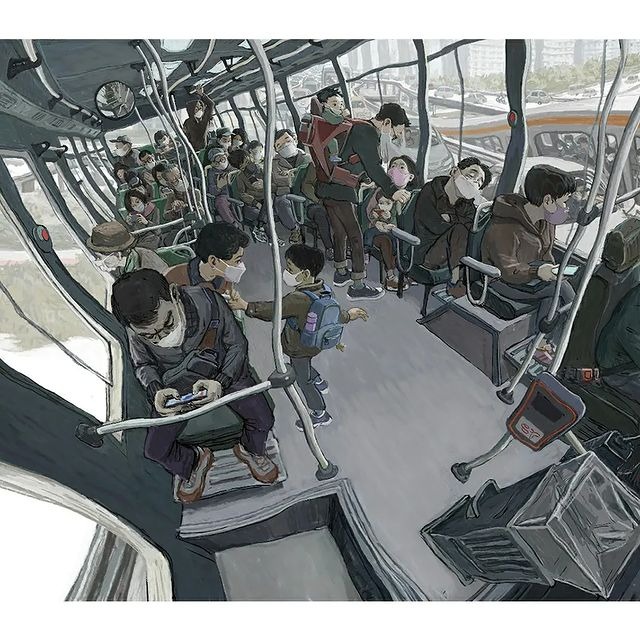 2021년 동호대교 버스내부 · 캔버스에 디지털 피그먼트 프린트 · 70 x 100 cm · 2019 (출처=인디프레스 갤러리)