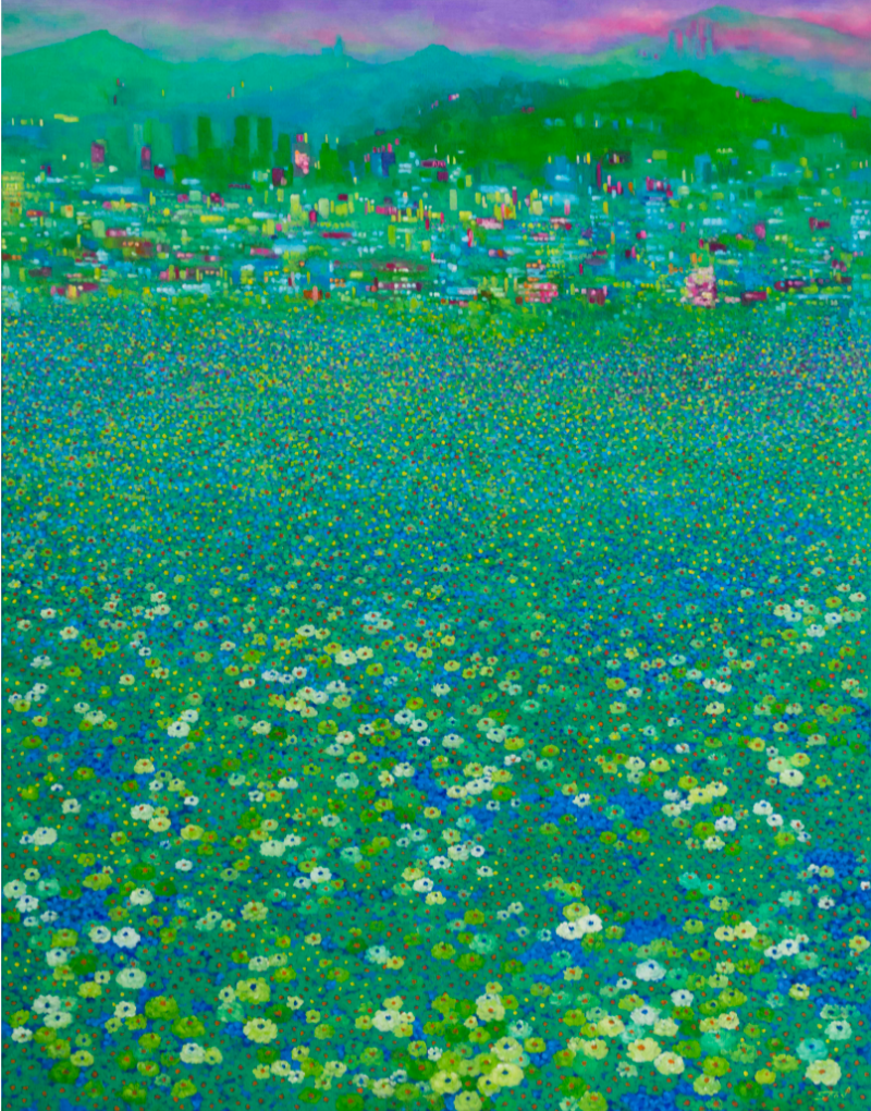 내가살고싶은세상-에메랄드그린 · oil on canvas · 91.0cmx116.8cm · 2020 (이미지출처=에코락갤러리) · oil on canvas