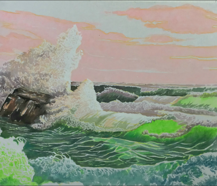 萬華近景(만화근경) · 장지에 채색 · 50x40cm · 2021 (이미지출처 = 아트스페이스 퀄리아)