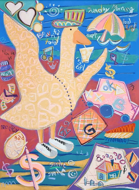 Good things-41 · acrylic and oil pastel on canvas · 97×130.3cm · 2021 (이미지 제공 = 스페이스엄) · Good things-41 · acrylic and oil pastel on canvas