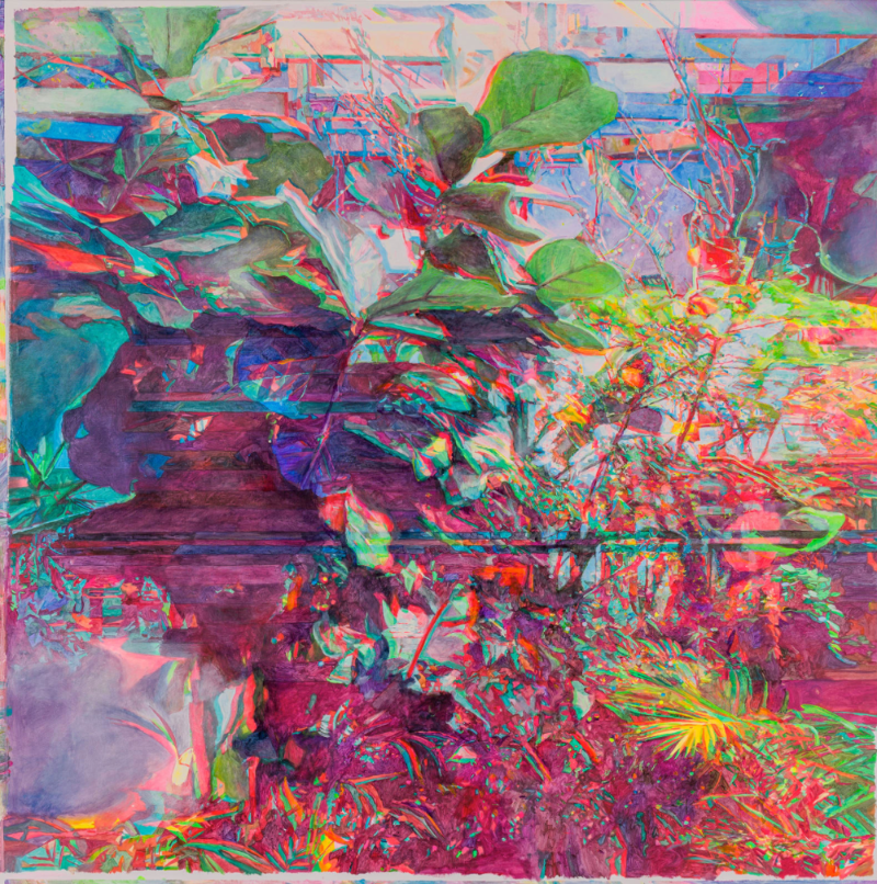최수정, REFRACTION · acrylic and embroidery on canvas · 150 x 150 cm · 2021 (이미지출처 = 갤러리바톤) · Choi SooJung, REFRACTION · acrylic and embroidery on canvas