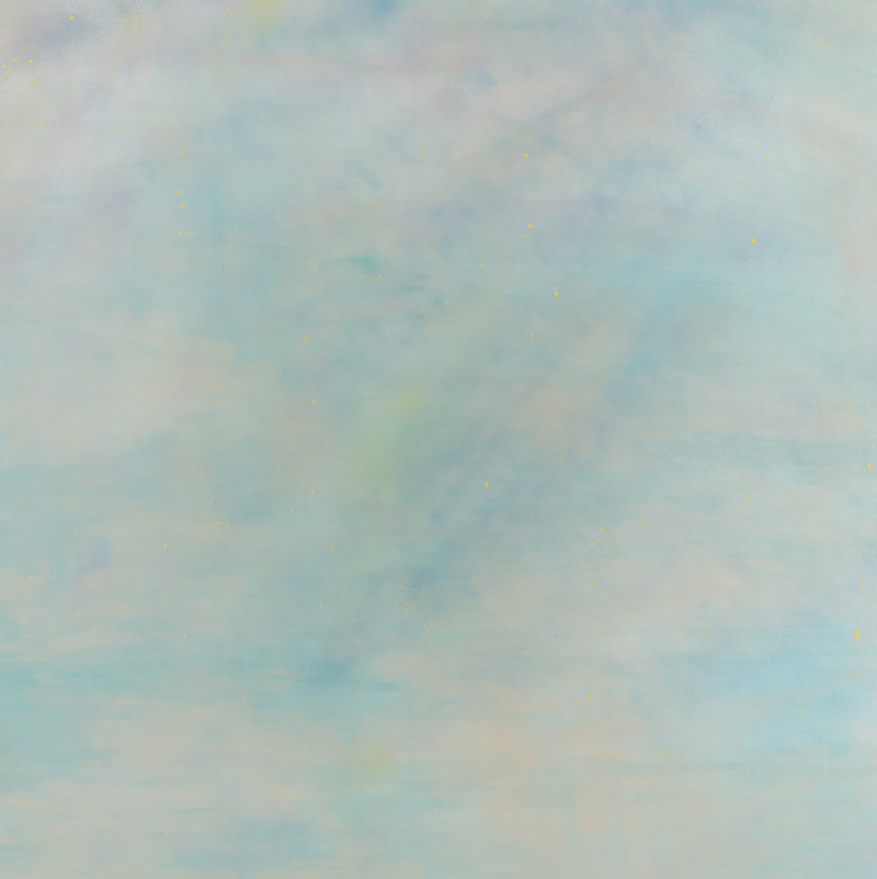 잔잔한 마음 · 캔버스에 아크릴, 스프레이페인트 · 112.1x112.1cm · 2021 (이미지출처 = 사이아트스페이스)