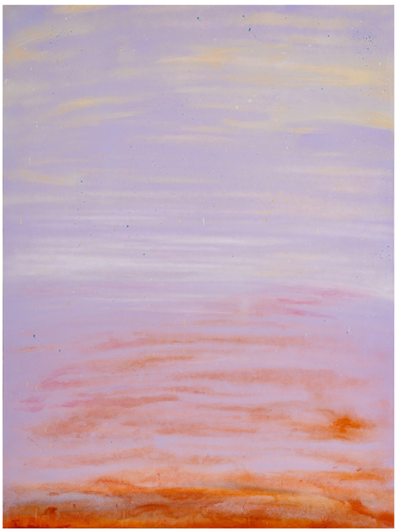 보랏빛 추억 · 캔버스에 아크릴, 스프레이페인트, 색연필 · 130.3x97cm · 2022 (이미지출처 = 사이아트스페이스)