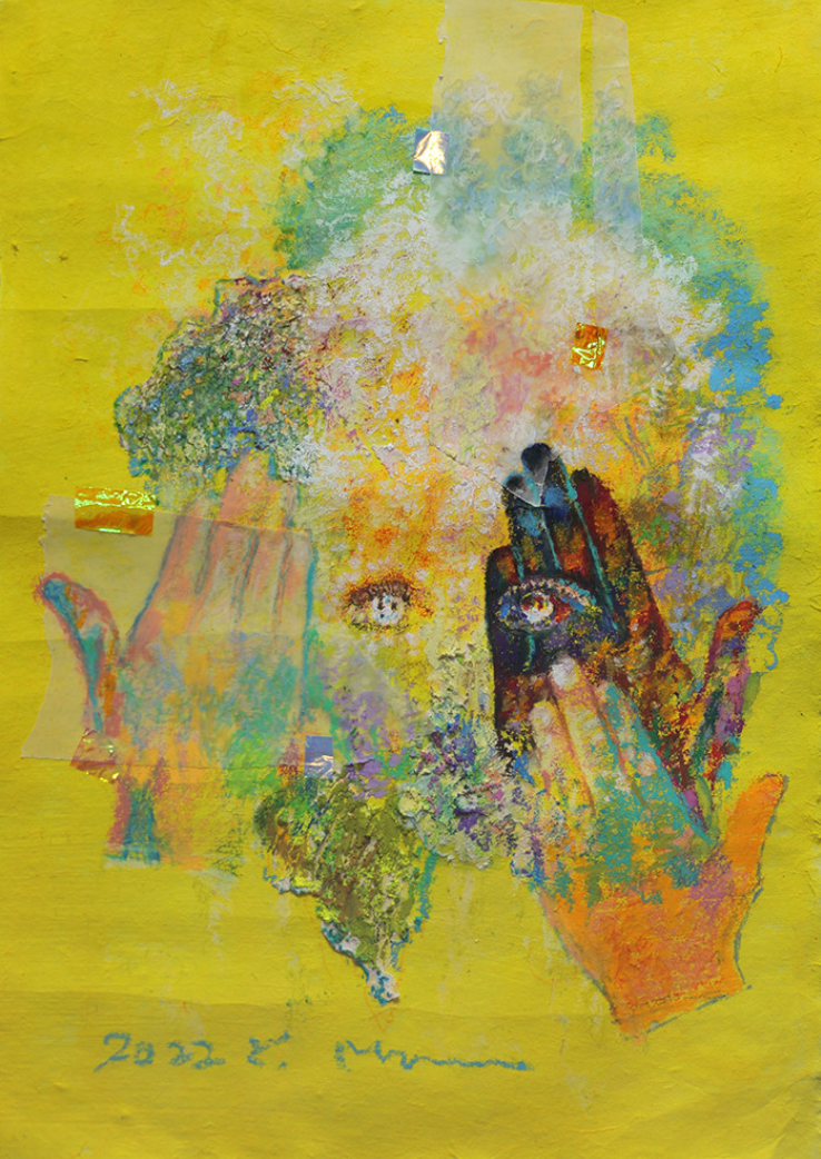 Myth-a blind shell · Mixed Media on Paper · 43x30.4cm · 2022 (이미지출처 = 아트 스페이스 퀄리아) · Myth-a blind shell · Mixed Media on Paper