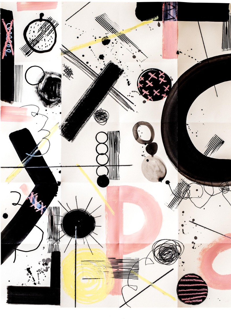 박지은, Daily Doodles 2 · Mixed media · 59.5 x 78cm · 2022 (이미지 제공 = 이길이구갤러리) · Jeeeun Park, Daily Doodles 2 · Mixed media