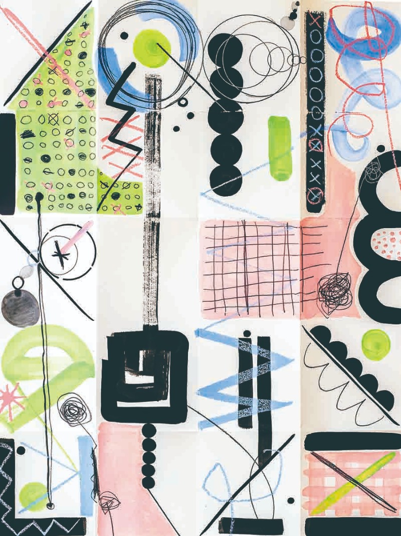 박지은, Daily Doodles 2 · Mixed media · 59.5 x 78cm · 2022 (이미지 제공 = 이길이구갤러리) · Jeeeun Park, Daily Doodles 2 · Mixed media