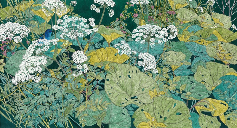 blue bird 1 · 장지에 먹과 분채 · 100x80cm · (이미지출처 = 서울갤러리)