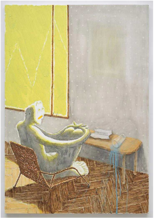 유예 · 캔버스에 유채, 연필, 색연필, 볼펜 · 116.5×80.5cm · 2021 (이미지출처 = 페이지룸8)