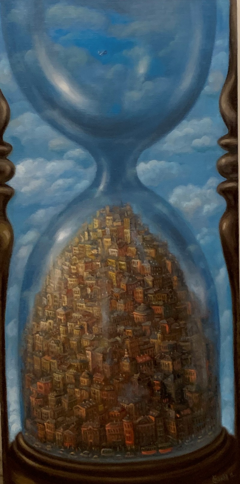 세르게이 볼코프, 도시 시계 · 캔버스에 유채 · 100 x 50 cm · 2018 (제공=갤러리 까르찌나) · Oil on canvas