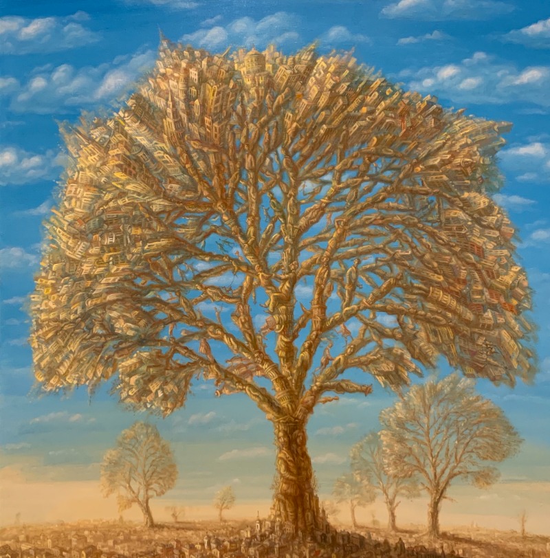 세르게이 볼코프, 나무-낮 · 캔버스에 유채 · 100 x 100 cm · 2001 (제공=갤러리 까르찌나) · Oil on canvas