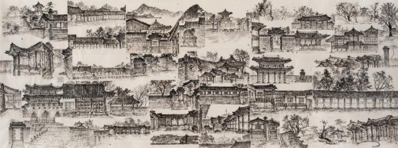 창덕궁 · 한지에 수묵 · 85x229cm · 2021 (이미지출처 = 겸재정선 미술관)