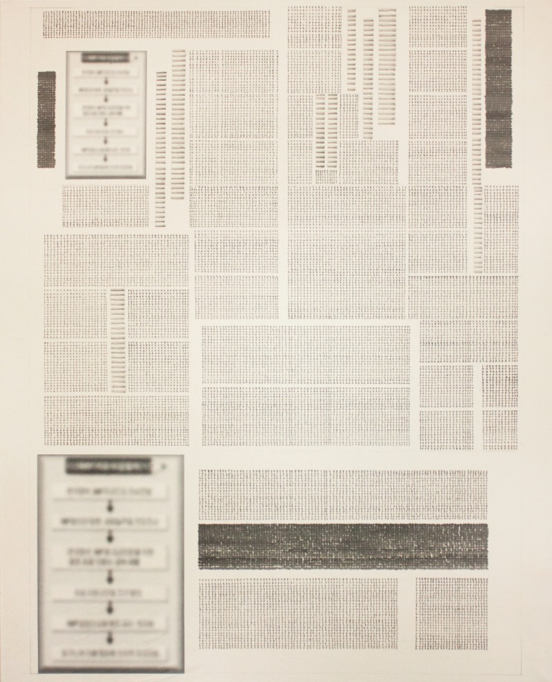 1997년 11월 22일 (나라망신.. 타이밍도 놓쳐) · 한지에 먹, 디지털 프린트 · 162.3cm x 130cm · (이미지출처 = 서울갤러리)