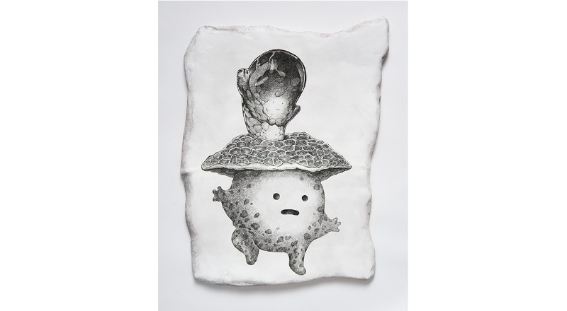 땅충이_벽화 · Ceramic, Fired-drawing · 460x600(mm) · 2021 (이미지출처 = 학고재아트센터) · Camo_mural · Ceramic, Fired-drawing