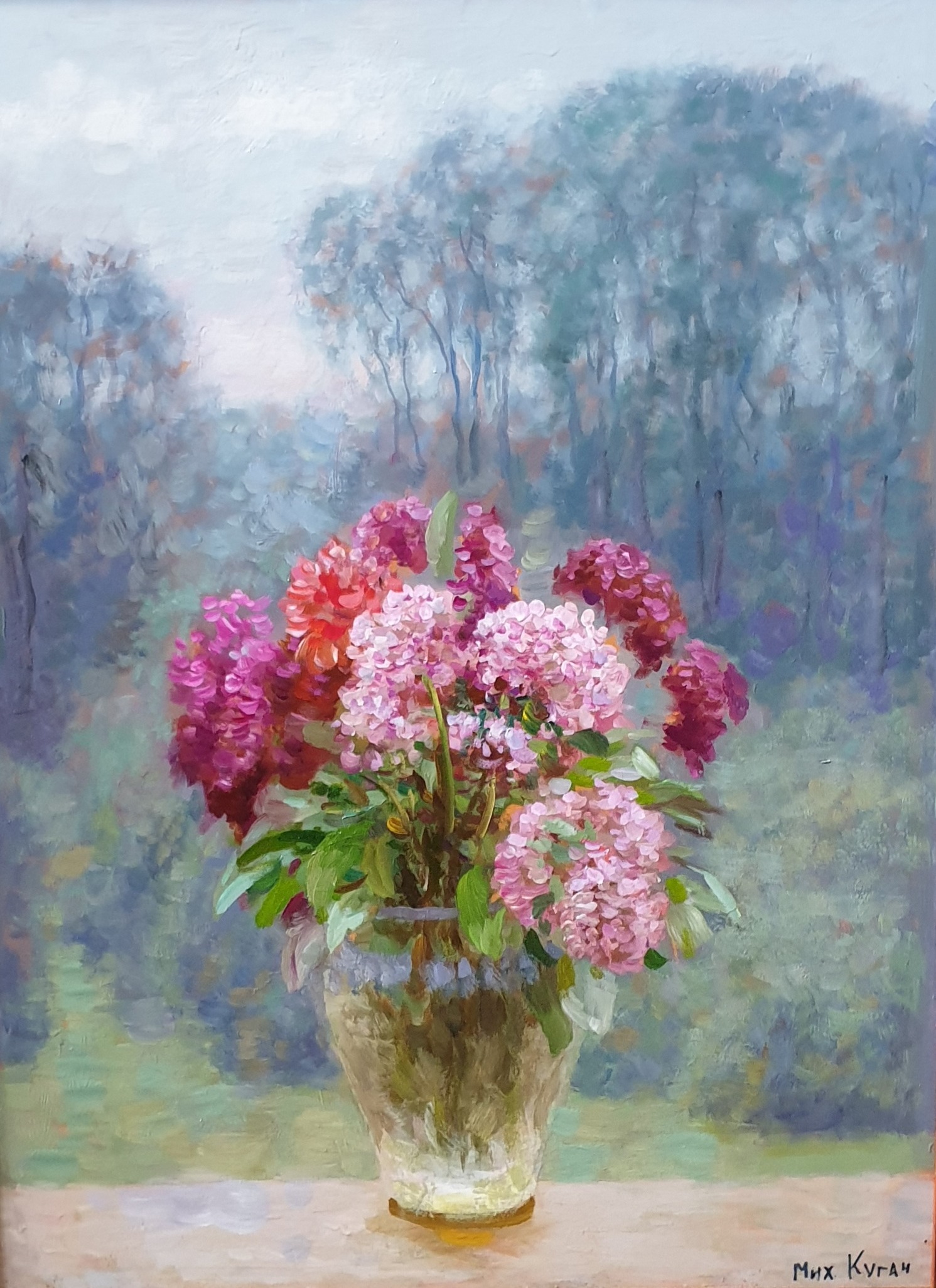 네이션 꽃다발 · 카드보드에 유채 · 80x60cm · 2021 · 미하일 쿠가츠 · (이미지제공 = 갤러리 까르찌나)