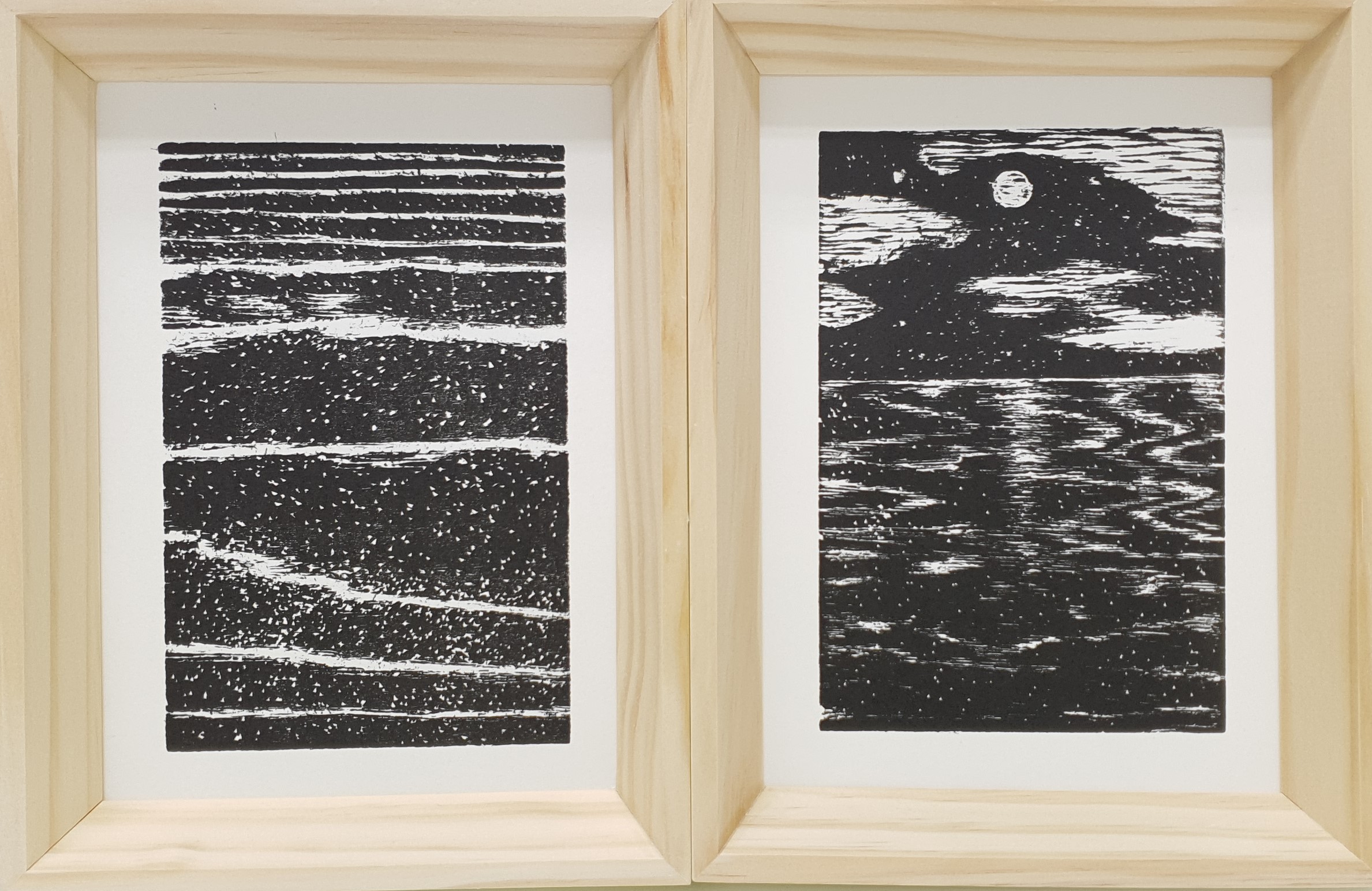 물결/밤 · woodcut · 10*15cm · 2018 · Wave/night · woodcut