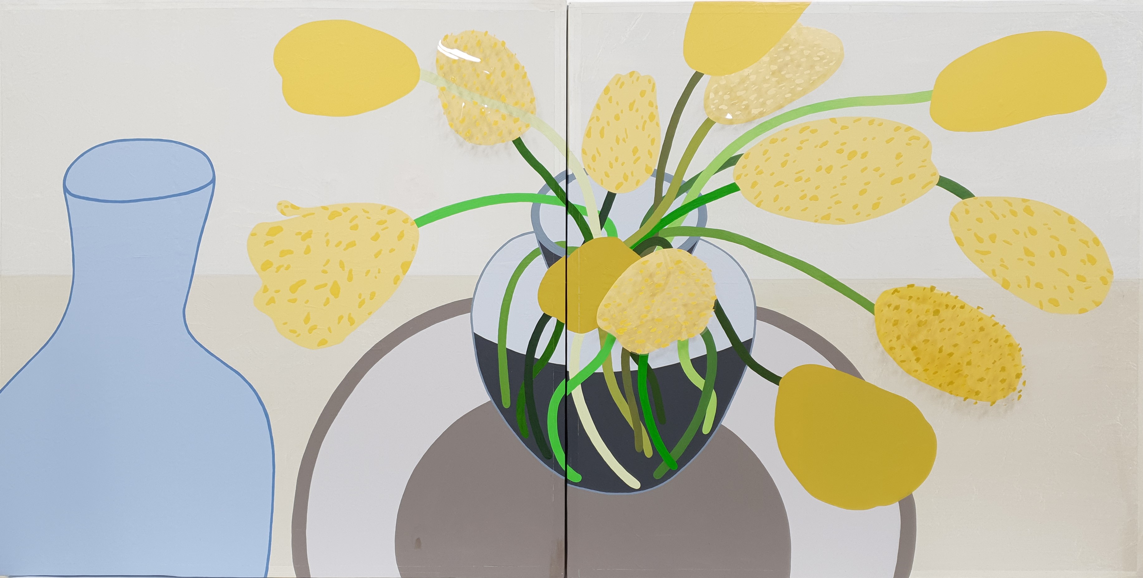 All Around · mixed media on wooden board · 91.0 x 182.0 cm · 2019 · All Around · mixed media on wooden board