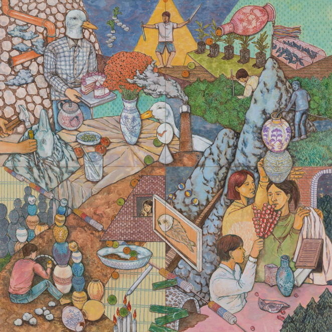 혼합된 세계 · 장지에 채색 · 224 x 224 · 2020 (이미지제공= 안양문화예술재단)