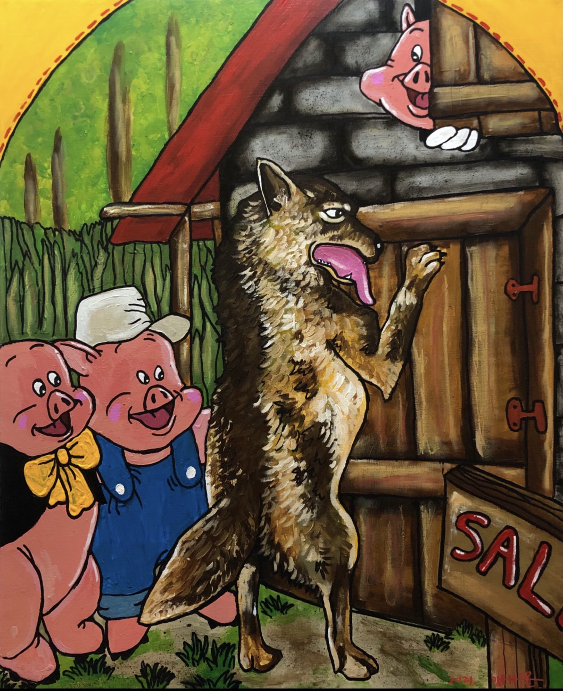복덕방 · Mixed media on canvas · 80.3 x 65.1 cm · 2021
