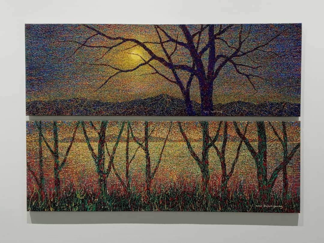 달빛 / 해질녘 · Acrylic on paper · 150x 50 cm · 2021 (출처 = 밀스튜디오)