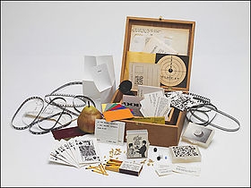 Flux Year Box 2, c.1967, a Flux box edited and produced by George Maciunas, containing works by many early Fluxus artists.